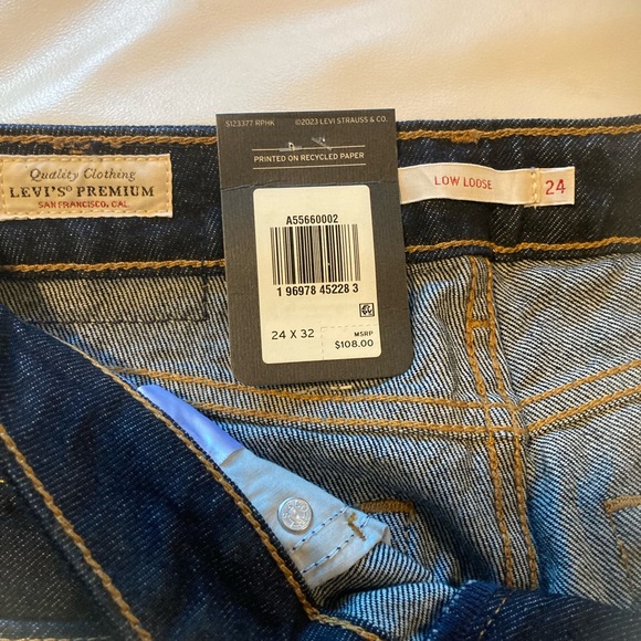 Levi’s Low Loose NWT dark wash cotton Blue Jeans size 24/32 - Picture 7 of 8